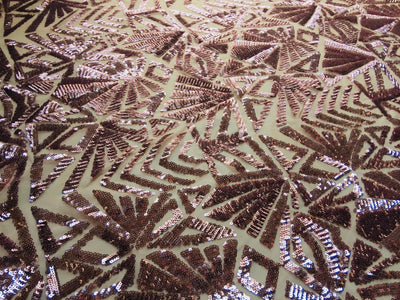 Gia DUSTY ROSE Geometric Sequins on Mesh Lace Fabric by the Yard - 10101