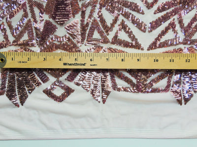 Gia DUSTY PINK Geometric Sequins on Mesh Lace Fabric by the Yard - 10101