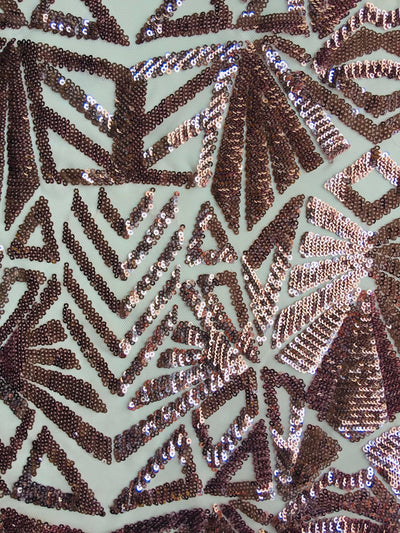 Gia DUSTY PINK Geometric Sequins on Mesh Lace Fabric by the Yard - 10101
