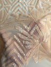 Gia LIGHT PEACH Geometric Sequins on Mesh Lace Fabric by the Yard - 10101