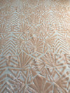 Gia LIGHT PEACH Geometric Sequins on Mesh Lace Fabric by the Yard - 10101