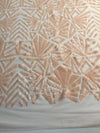 Gia LIGHT PEACH Geometric Sequins on Mesh Lace Fabric by the Yard - 10101
