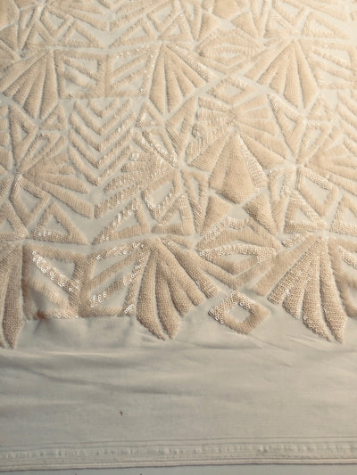 Gia LIGHT BLUSH PEACH Geometric Sequins on Mesh Lace Fabric by the Yard - 10101
