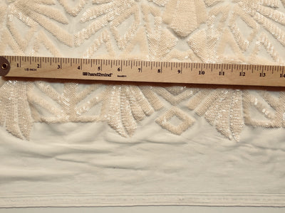 Gia LIGHT BLUSH PEACH Geometric Sequins on Mesh Lace Fabric by the Yard - 10101