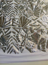 Gia SILVER Geometric Sequins on Mesh Lace Fabric by the Yard - 10101