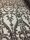 Esmeralda BLACK Sequins on Mesh Lace Fabric by the Yard - 10102