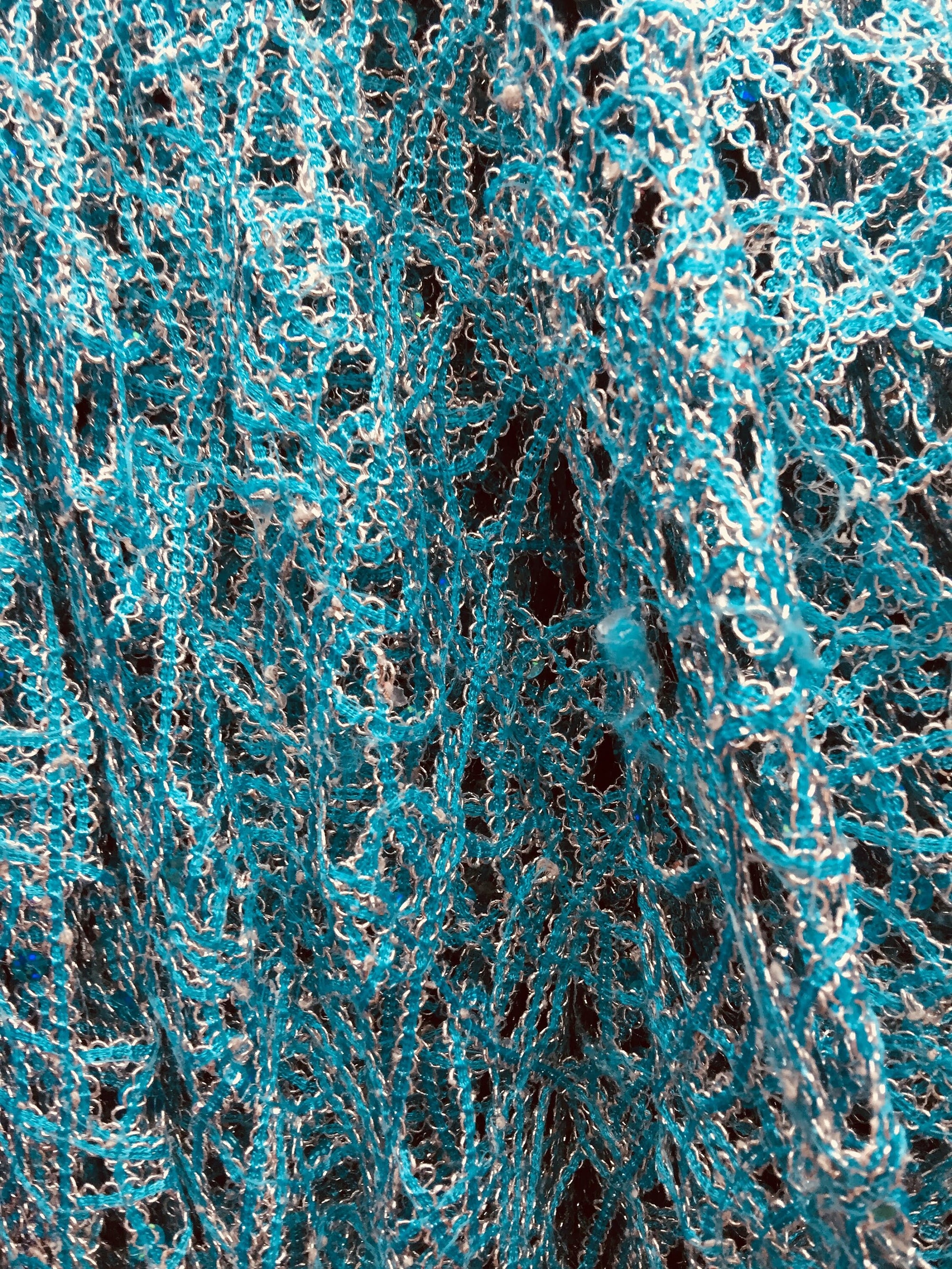 Harmony TEAL Foil and Sequins Open Weave Lace Fabric by the Yard - 10023