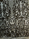 Phoebe BLACK Sequins on Mesh Lace Fabric by the Yard - 10062