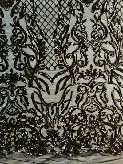 Phoebe BLACK Sequins on Mesh Lace Fabric by the Yard - 10062