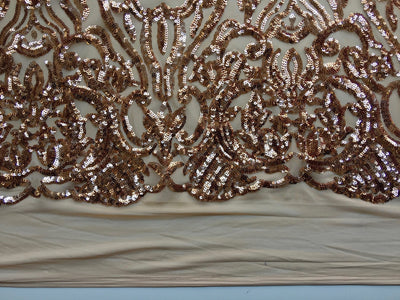 Phoebe DARK KHAKI Sequins on Mesh Lace Fabric by the Yard - 10062