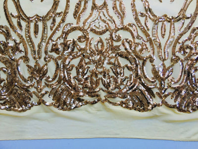 Phoebe GOLD Sequins on Mesh Lace Fabric by the Yard - 10062