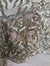 Phoebe SILVER Sequins on WHITE Mesh Lace Fabric by the Yard - 10062