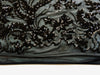 Erin BLACK Flowers and Leaves Sequins on Mesh Lace Fabric by the Yard - 10063