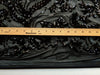 Erin BLACK Flowers and Leaves Sequins on Mesh Lace Fabric by the Yard - 10063
