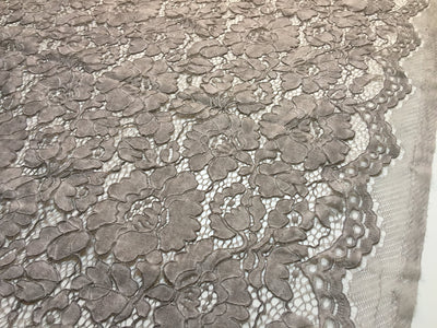 Summer LIGHT GREY Floral Pattern Double Dyed Flat Lace on Mesh Fabric by the Yard - Style 10069