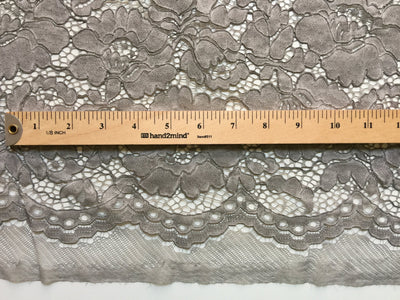 Summer LIGHT GREY Floral Pattern Double Dyed Flat Lace on Mesh Fabric by the Yard - Style 10069