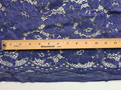 Summer ROYAL BLUE Floral Pattern Double Dyed Flat Lace on Mesh Fabric by the Yard - Style 10069