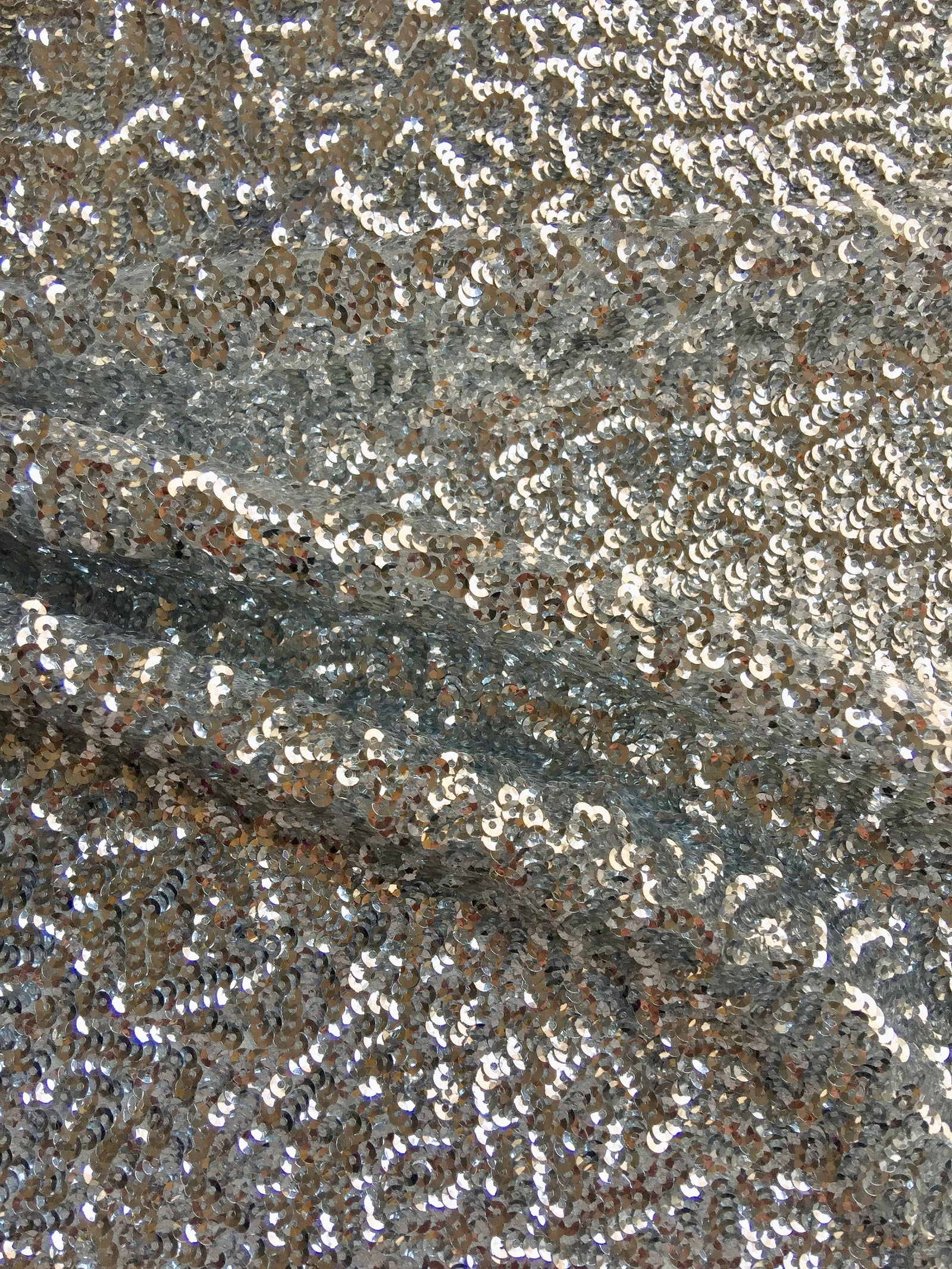 Bianca SILVER Allover Sequins on Mesh Fabric by the Yard - 10104