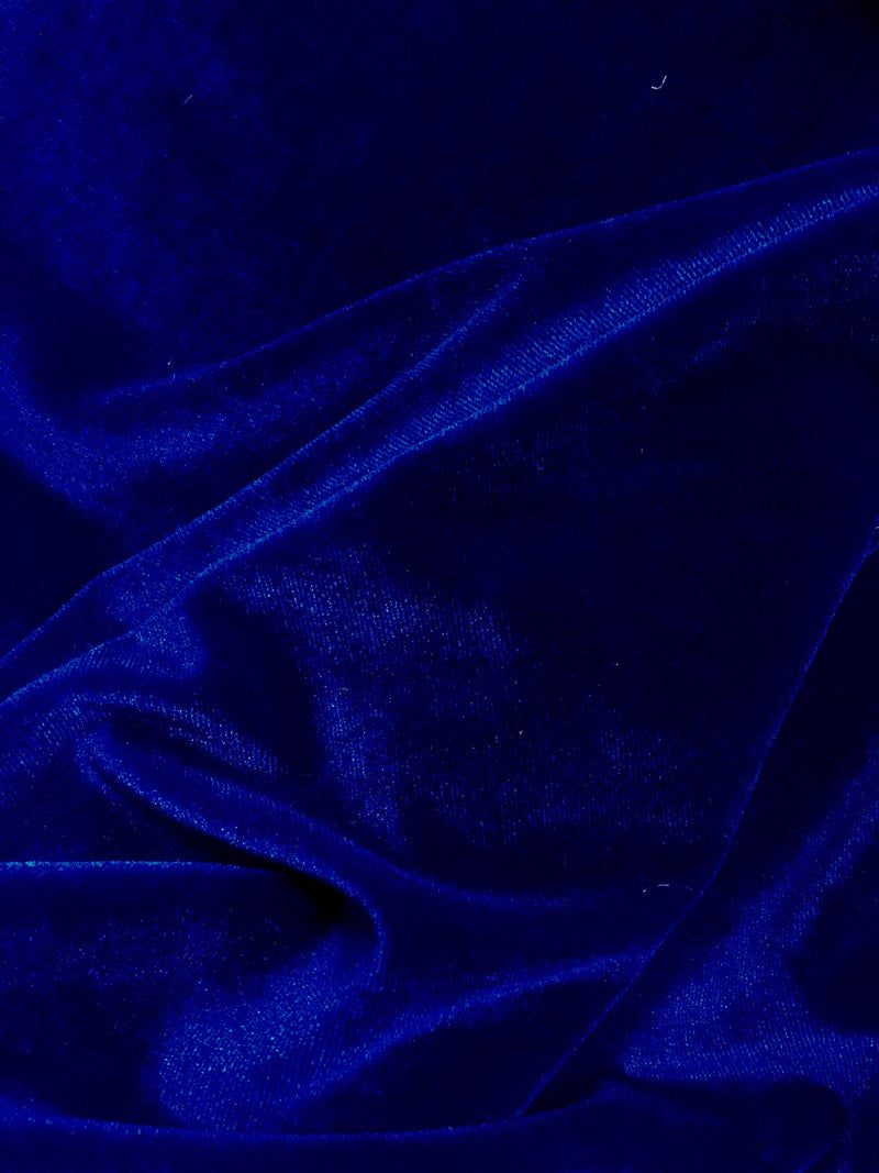 Princess ROYAL BLUE  Polyester Spandex Stretch Velvet Fabric by the Yard for Tops, Dresses, Skirts, Dance Wear, Costumes, Crafts - 10001