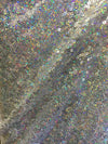 Leila SILVER IRIDESCENT Sequins on Mesh Fabric by the Yard - 10050