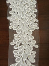 Gracie IVORY Vegas Peacock Beaded Sequins Embroidered on Mesh Lace Fabric by Panel - 10012