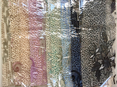Skye SAGE Embroidered Floral Edge Guipure on Mesh Lace Fabric by the Yard - 10110