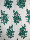 Brianna HUNTER GREEN Polyester Floral Embroidery with Sequins on Mesh Lace Fabric by the Yard - 10020