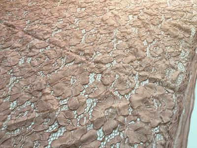 Summer MAUVE Floral Pattern Double Dyed Flat Lace on Mesh Fabric by the Yard - Style 10069