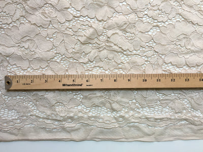 Summer BEIGE Floral Pattern Double Dyed Flat Lace on Mesh Fabric by the Yard - Style 10069