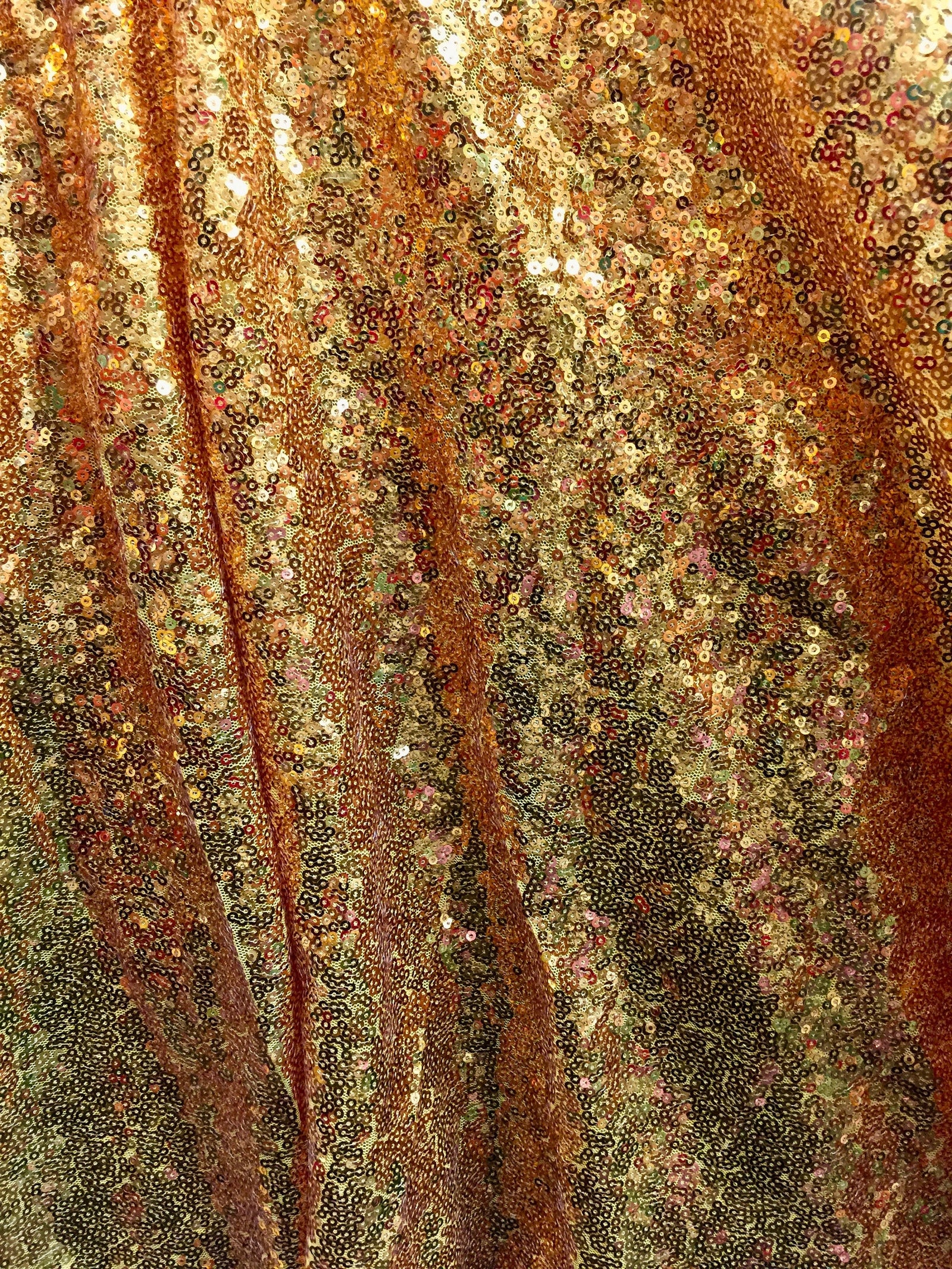 Leila DARK GOLD Sequins on Mesh Fabric by the Yard - 10050