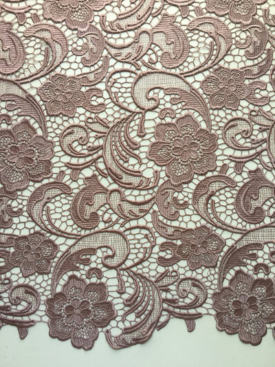 Maggie DARK MAUVE Guipure Venice Heavy Lace Fabric by the Yard - 10019