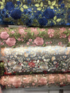Iris PINK Floral and Leaves Embroidery on Mesh Lace Fabric by the Yard - 10006
