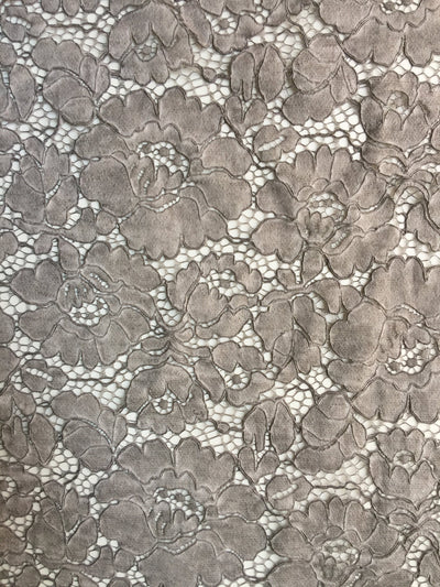 Summer LIGHT GREY Floral Pattern Double Dyed Flat Lace on Mesh Fabric by the Yard - Style 10069