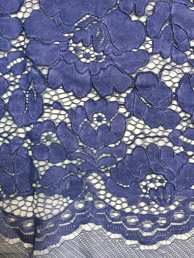 Summer ROYAL BLUE Floral Pattern Double Dyed Flat Lace on Mesh Fabric by the Yard - Style 10069