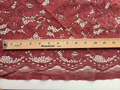 Summer BURGUNDY Floral Pattern Double Dyed Flat Lace on Mesh Fabric by the Yard - Style 10069