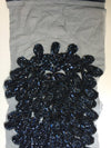 Gracie NAVY BLUE Vegas Peacock Beaded Sequins Embroidered on Mesh Lace Fabric by Panel - 10012
