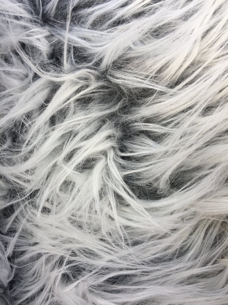 Bethany CHARCOAL Frost Mongolian Long Pile Soft Faux Fur Fabric for Fursuit, Cosplay Costume, Photo Prop, Trim, Crafts