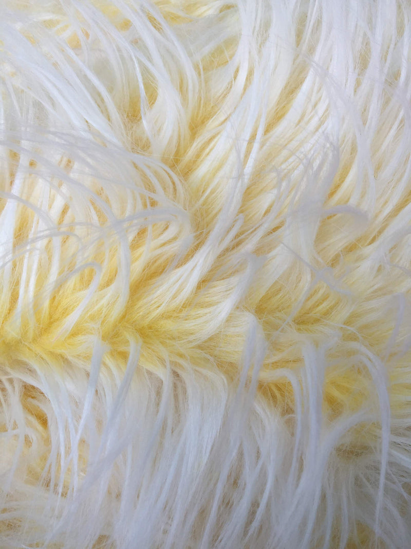 Bethany YELLOW Frost 2.5 Inch Mongolian Long Pile Soft Faux Fur Fabric for Fursuit, Cosplay Costume, Photo Prop, Trim, Throw Pillow, Crafts