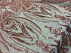 Alaina COPPER Curlicue Sequins on Mesh Lace Fabric by the Yard - 10018