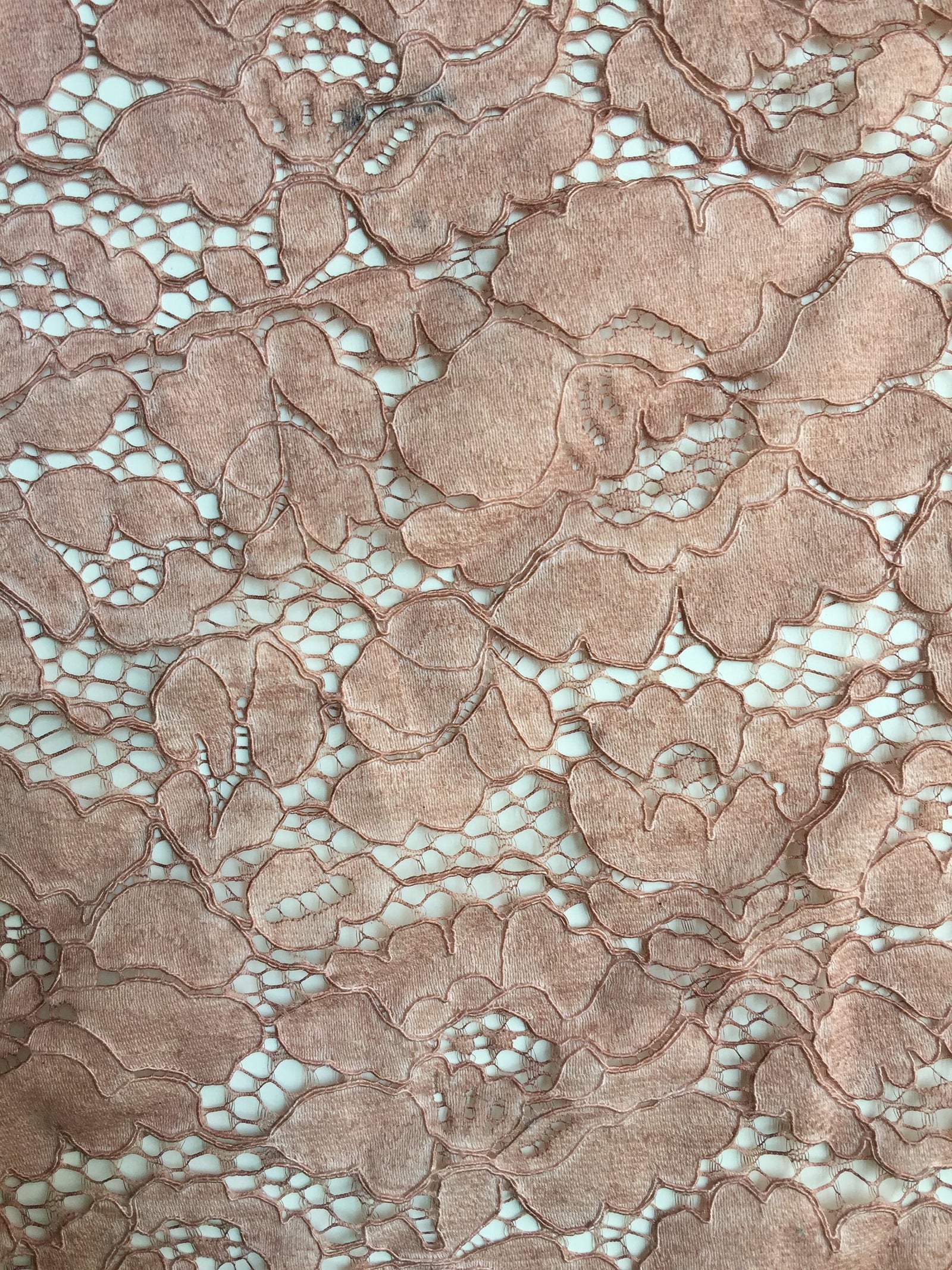 Summer MAUVE Floral Pattern Double Dyed Flat Lace on Mesh Fabric by the Yard - Style 10069