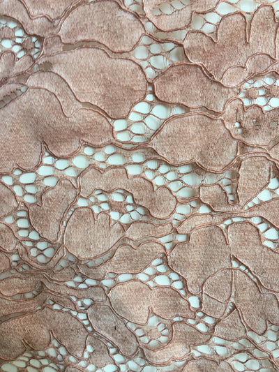 Summer MAUVE Floral Pattern Double Dyed Flat Lace on Mesh Fabric by the Yard - Style 10069