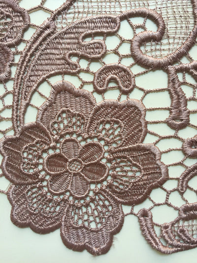Maggie DARK MAUVE Guipure Venice Heavy Lace Fabric by the Yard - 10019