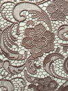 Maggie DARK MAUVE Guipure Venice Heavy Lace Fabric by the Yard - 10019