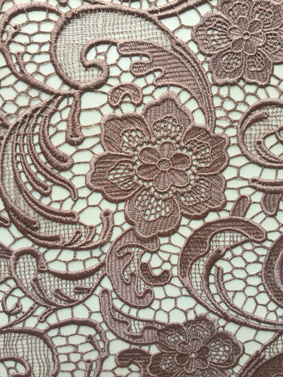 Maggie DARK MAUVE Guipure Venice Heavy Lace Fabric by the Yard - 10019