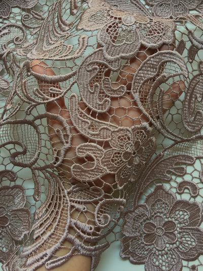 Maggie DARK MAUVE Guipure Venice Heavy Lace Fabric by the Yard - 10019