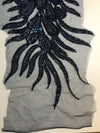 Gracie NAVY BLUE Vegas Peacock Beaded Sequins Embroidered on Mesh Lace Fabric by Panel - 10012