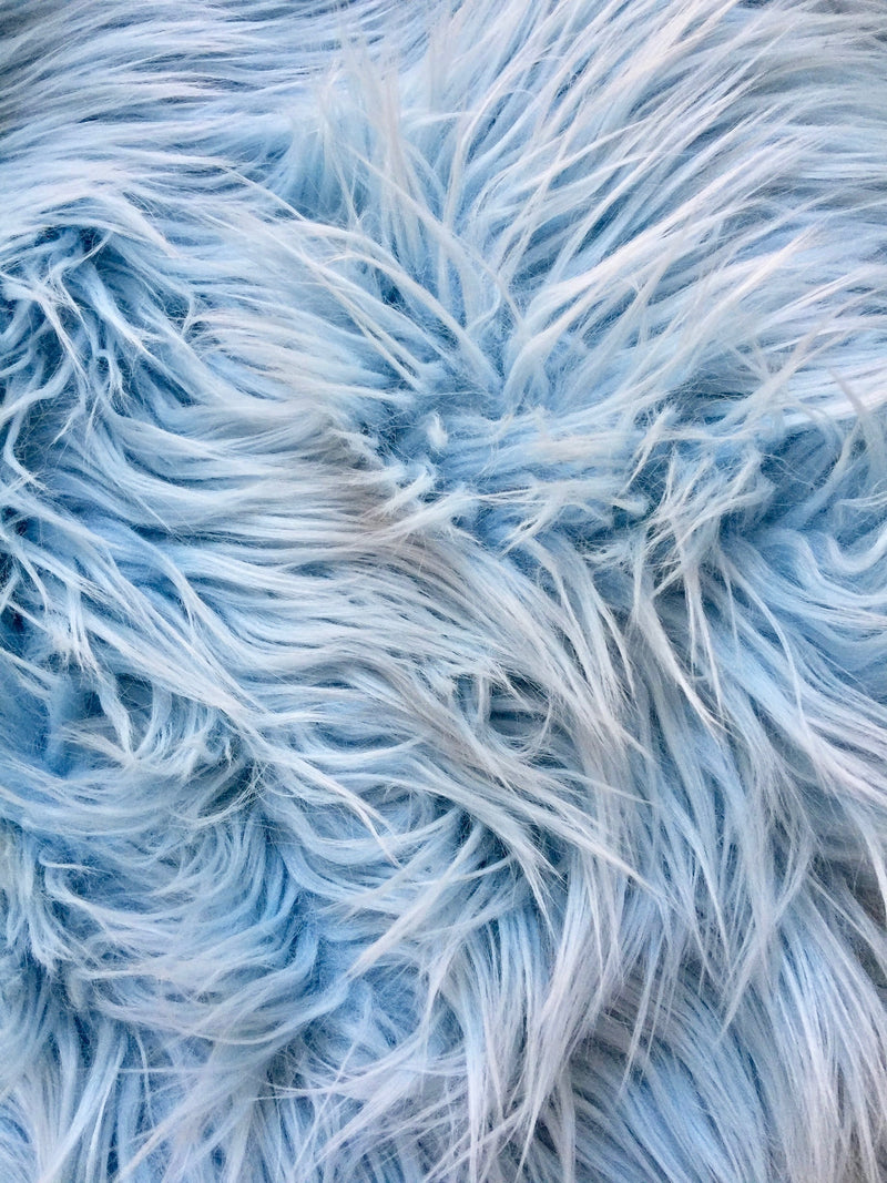 Eden LIGHT BLUE Shaggy Long Pile Soft Faux Fur Fabric for Fursuit, Cosplay Costume, Photo Prop, Trim, Throw Pillow, Crafts