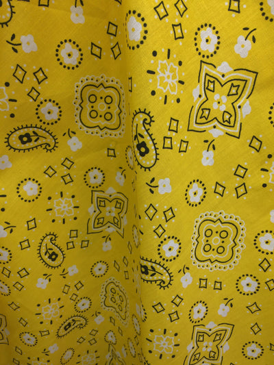 Annabella YELLOW Paisley Floral Print Bandana Poly Cotton Fabric by the Yard - 10115