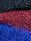 Gracie ROYAL BLUE Vegas Peacock Beaded Sequins Embroidered on Mesh Lace Fabric by Panel - 10012
