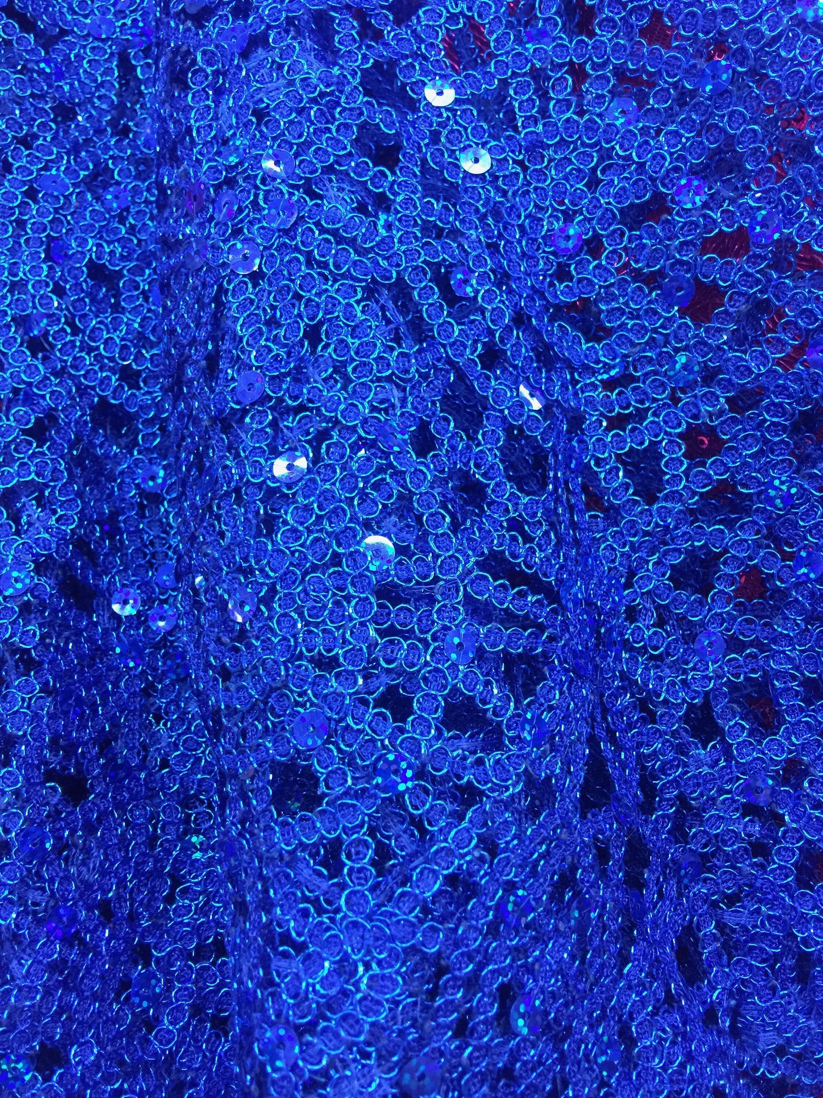 Harmony ROYAL BLUE Foil and Sequins Open Weave Lace Fabric by the Yard - 10023